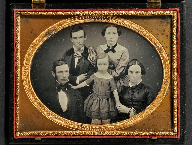 Appraisal: Half Plate Daguerreotype Three Generation Family Portrait in a black