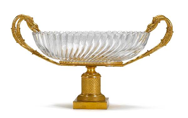 Appraisal: An Empire style gilt bronze later mounted Baccarat glass bowl