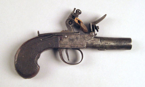 Appraisal: European box lock flintlock pistol caliber barrel - l