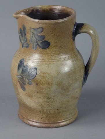 Appraisal: Half-Gallon Stoneware PitcherSlightly ovoid with incised line on shoulder Decorated