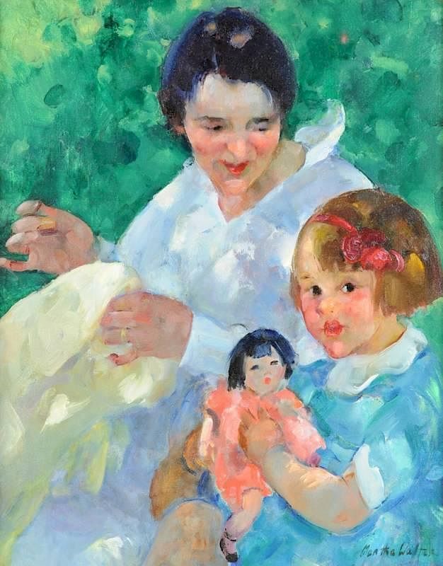 Appraisal: MARTHA WALTER American - A PAINTING Mother and Daughter MARTHA