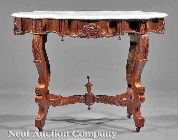 Appraisal: An American Rococo Carved Rosewood Center Table mid- th c