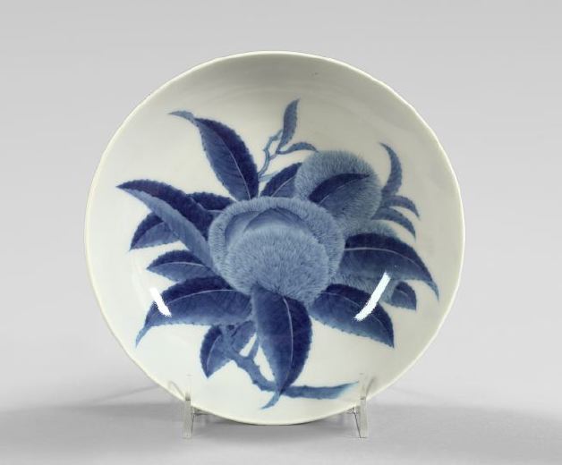 Appraisal: Japanese Meiji Nabashima Blue and White Porcelain Bowl in Chestnuts