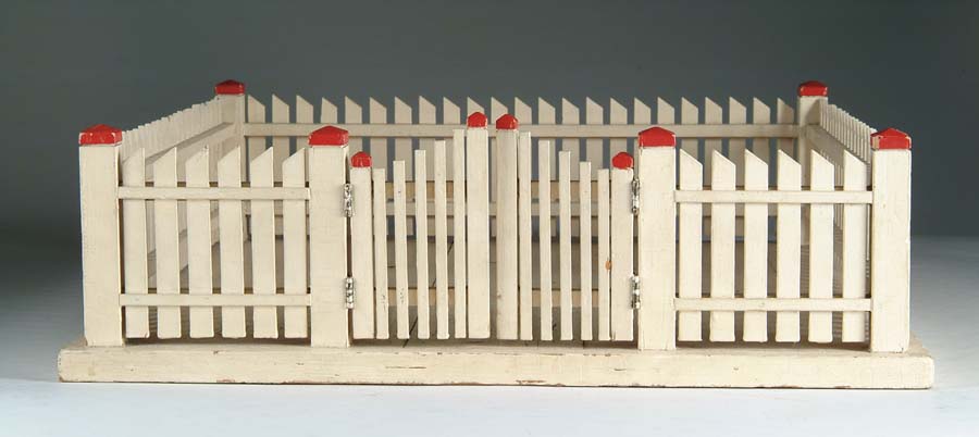 Appraisal: ANTIQUE WOOD CHRISTMAS TREE FENCE White picket fence with a