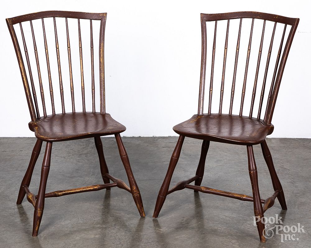 Appraisal: Set of four rodback Windsor chairs Set of four rodback