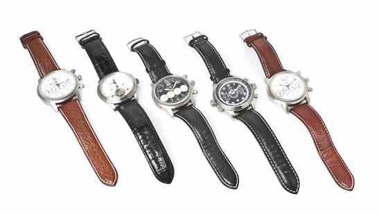 Appraisal: A Collection of Five Stainless Steel Wristwatches consisting of a