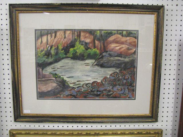 Appraisal: Martha Upshar Watercolor landscape with stream Richmond Virginia artist