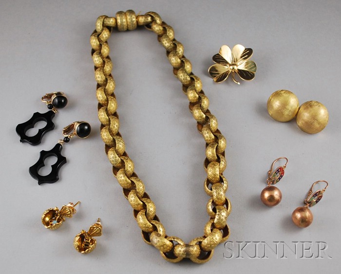 Appraisal: Small Group of Jewelry including an antique gilt chain a