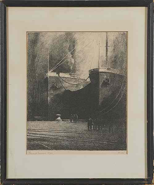 Appraisal: Ship Lithograph by Grant Simon Grant Simon American - titled