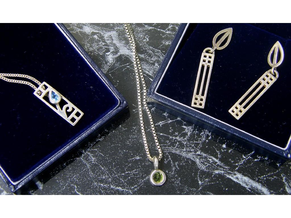 Appraisal: Solar Reflections of Charles Rennie Mackintosh silver rectangular pendant on