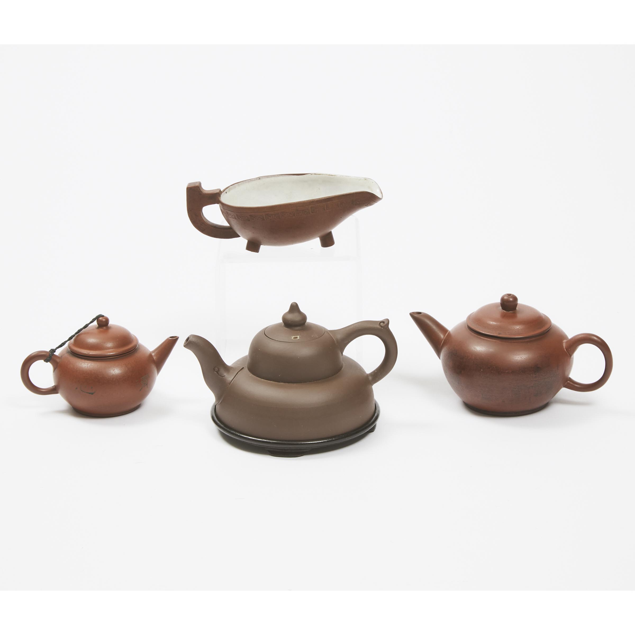 Appraisal: Three Yixing Zisha Teapots and a 'Y ' Cup th