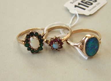 Appraisal: A ct gold ring mounted with an oval opal doublet