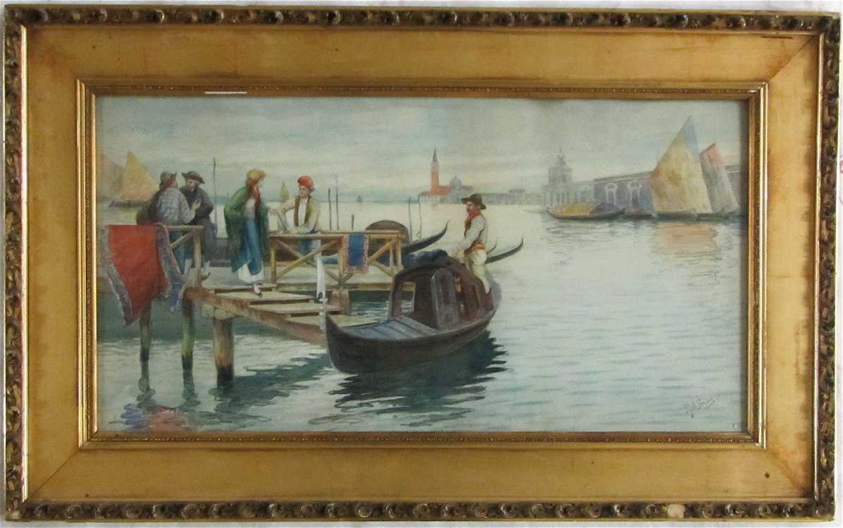 Appraisal: P J SANCTIS WATERCOLOR ON PAPER Italy th century Venice