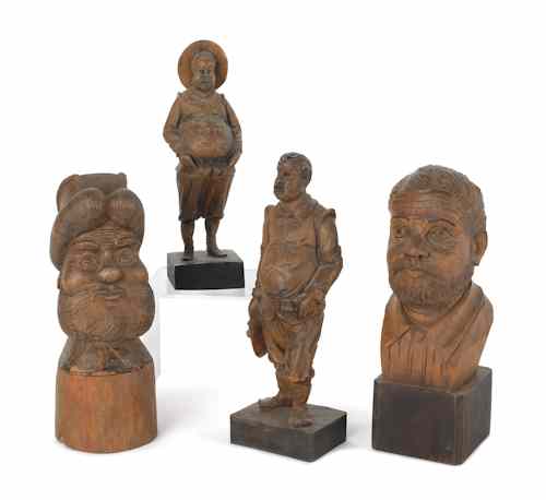 Appraisal: Four Spanish carved figures th c tallest -