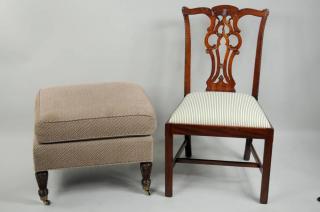 Appraisal: Two Furniture Items Chippendale Side Chair Ottoman Two furniture items