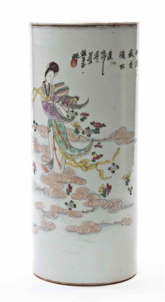 Appraisal: A Chinese Porcelain Vase of cylindrical form with enamel decoration