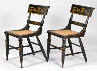 Appraisal: Pair Baltimore painted classical side chairs Pair of Baltimore classical