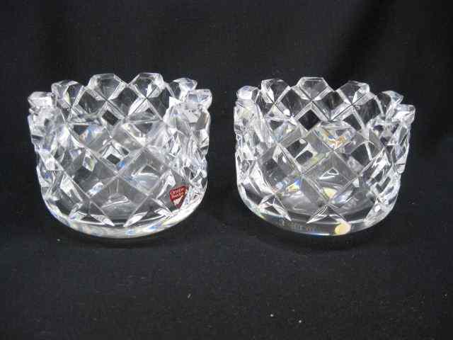 Appraisal: Pair of Orrefors Cut Crystal Bowls diamond decor signed ''