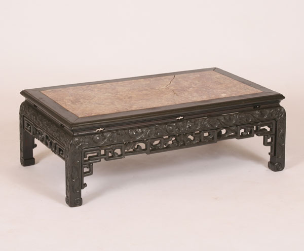 Appraisal: Japanese tea table with marble insert carved floral and open