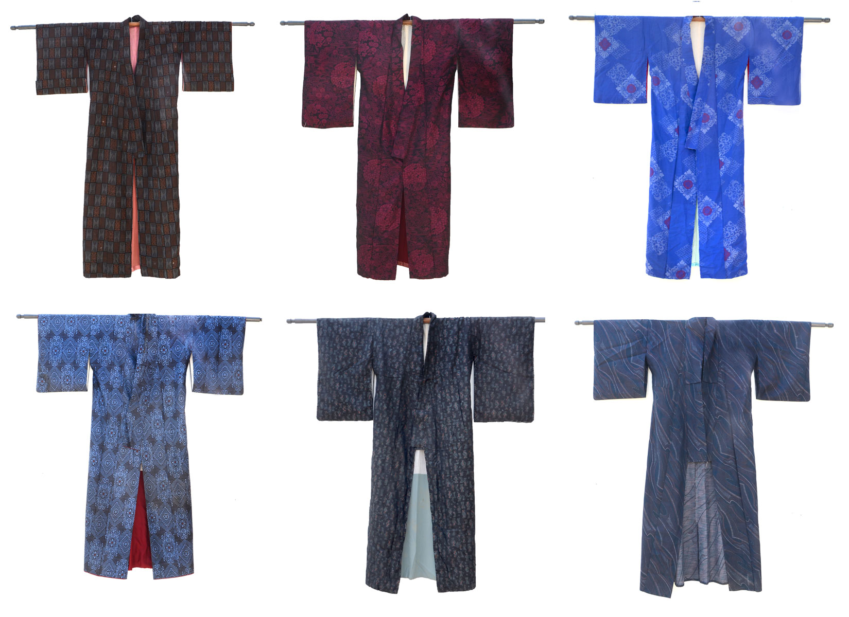 Appraisal: JAPANESE MEN'S ROBES hand-stitched Japanese Men's robes in different designs