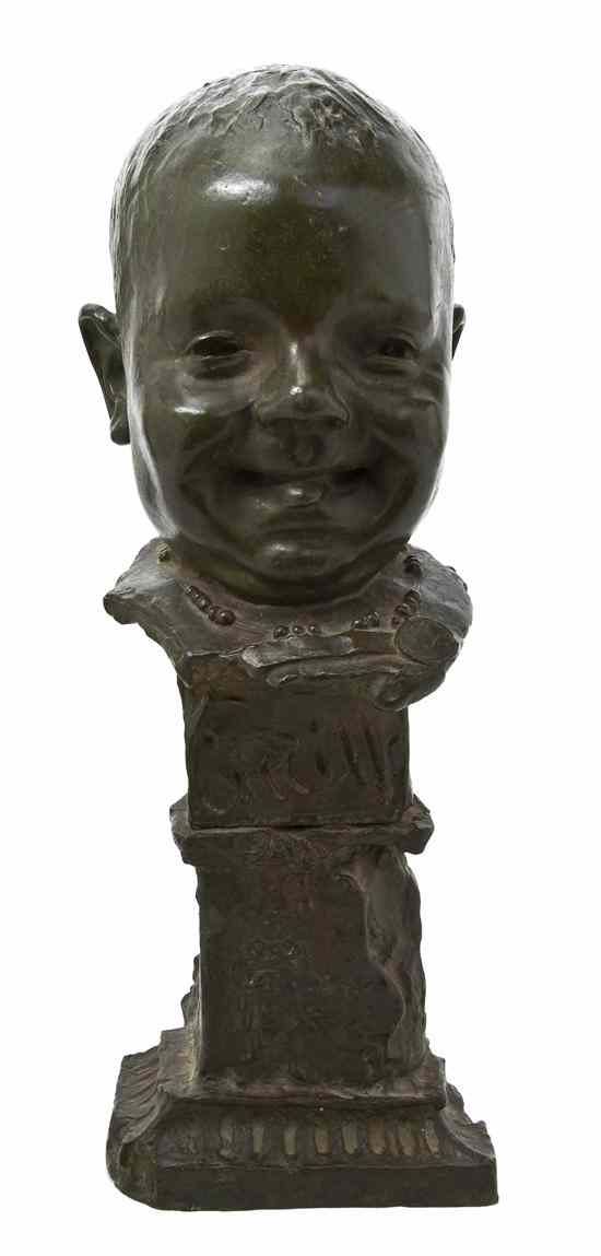 Appraisal: A Continental Bronze Bust Biondi Giullo depicting a young child