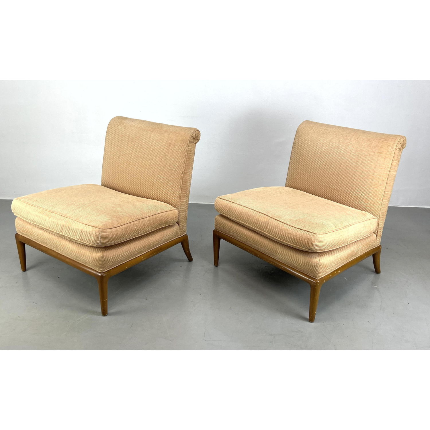 Appraisal: Pair Robsjohn Gibbings Style Armless Lounge Chairs Slipper Chairs Dimensions