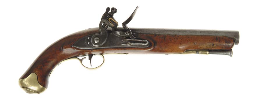 Appraisal: PATRICK MILITARY STYLE FLINTLOCK PISTOL NSN cal - rnd bbl