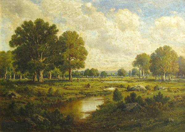 Appraisal: English School A landscape with a stream in the foreground