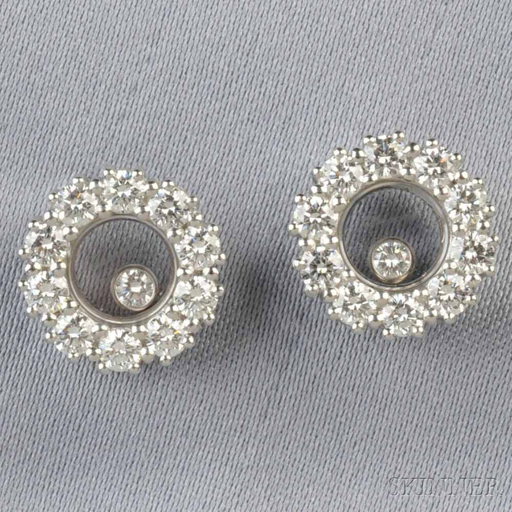 Appraisal: kt White Gold and Diamond Happy Diamonds Earstuds Chopard set