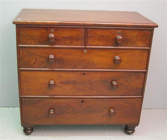 Appraisal: th century mahogany chest of two short and three long