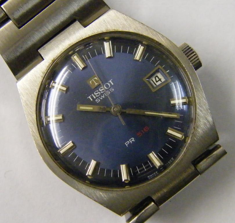 Appraisal: Tissot PR stainless steel gentleman's wristwatch blue dial with baton