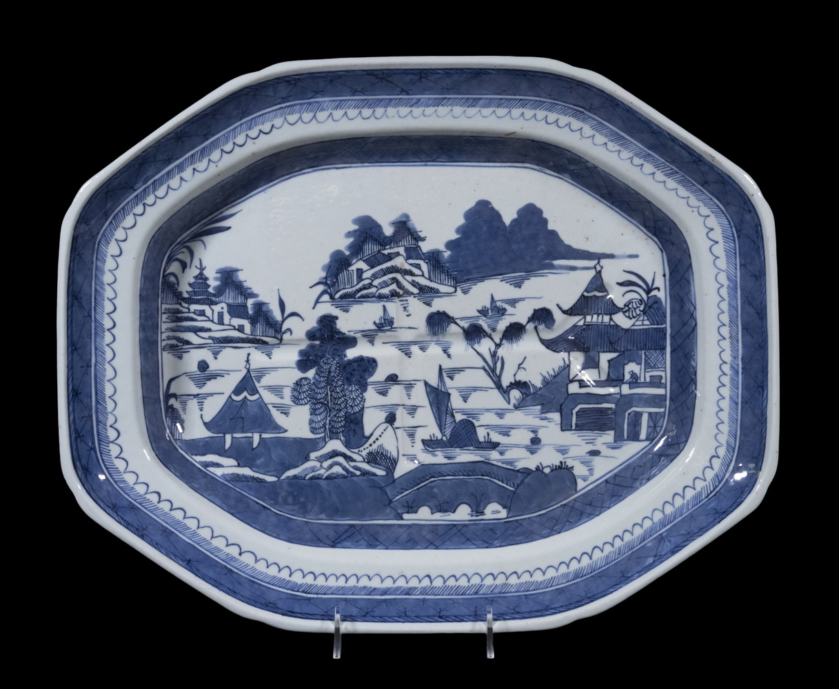 Appraisal: CANTON PLATTER th c Chinese Export Blue White Canton Footed