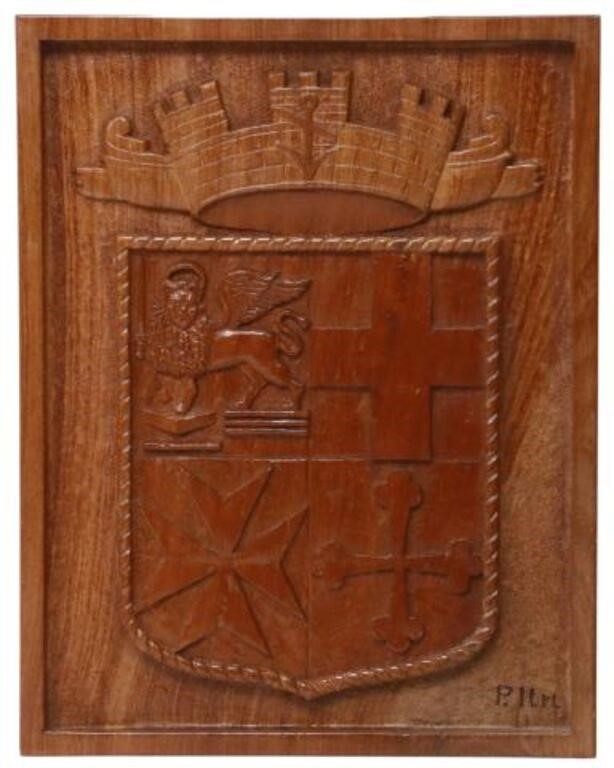 Appraisal: Hand-carved armorial plaque Coat of Arms of the Italian Navy