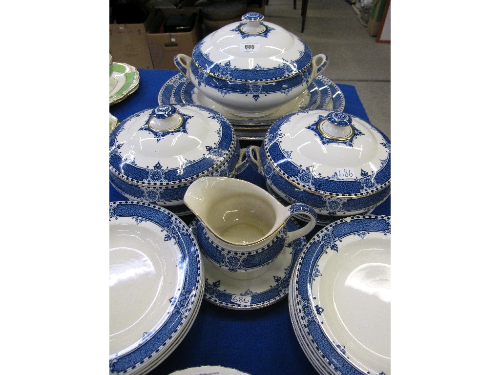 Appraisal: Bourne Leigh s blue and white pottery 'Chester' pattern dinnerset