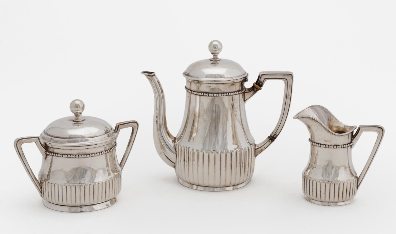 Appraisal: SMALL PC GERMAN SILVER TEA SET German early th century