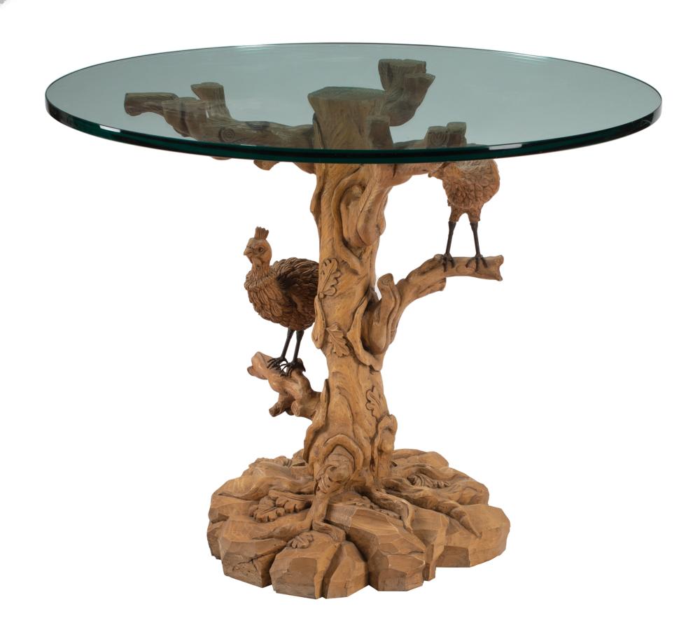 Appraisal: Continental Carved Pine Figural Side Table modeled as a tree