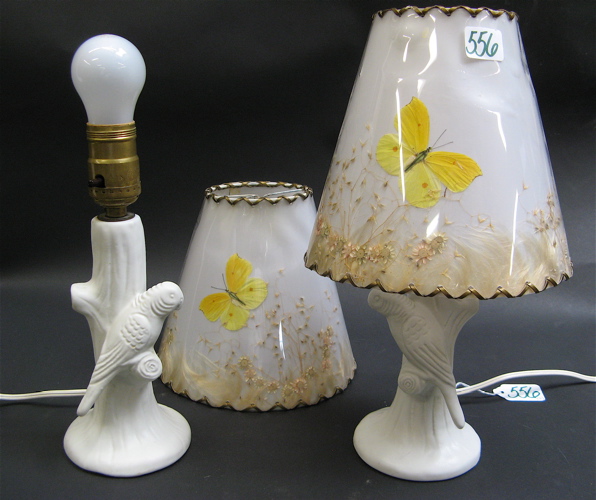 Appraisal: PAIR VAN BRIGGLE TABLE LAMPS A WELLER POTTERY VASE the