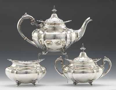 Appraisal: A Sterling Silver Teapot Sugar Bowl and Creamer by Reed