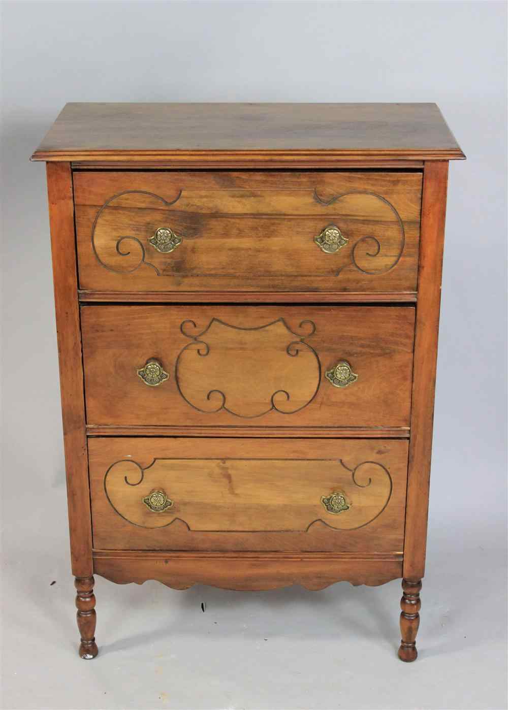 Appraisal: SHERATON STYLE INLAID CHEST OF DRAWERS the molded rectangular top