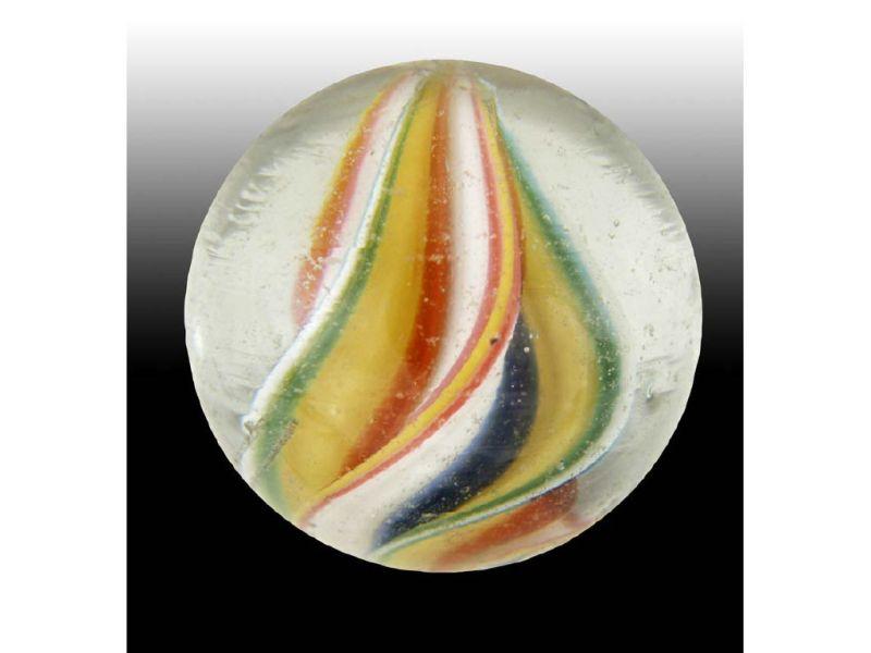 Appraisal: Naked Ridged Core Swirl Marble Description '' Yellow fins with