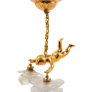 Appraisal: A Louis XV Style Gilt Metal and Frosted Glass Two-Light