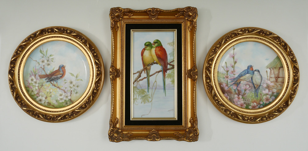 Appraisal: BECKER Irene American - Group of painted porcelain plaques depicting