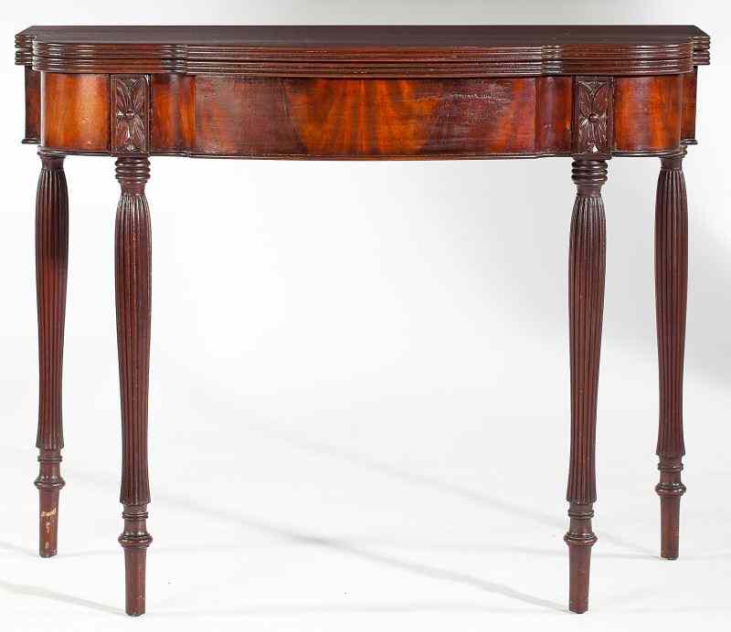 Appraisal: Federal New England Card Tableearly th century mahogany and mahogany