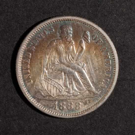 Appraisal: United States seated Liberty type silver dime MS- with iridescent