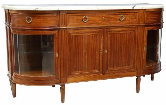 Appraisal: French Louis XVI style marble-top mahogany sideboard early th c