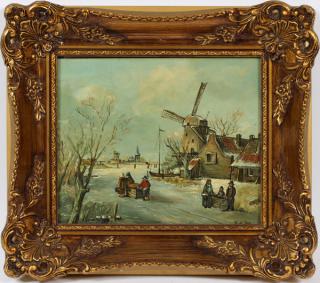 Appraisal: K DE JONG OIL ON PANEL DUTCH WINTER SCENE K