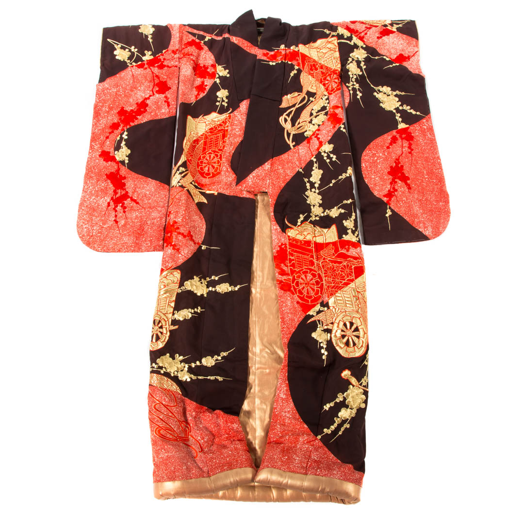 Appraisal: Chinese fabric and gold thread robe elaborate decoration on back