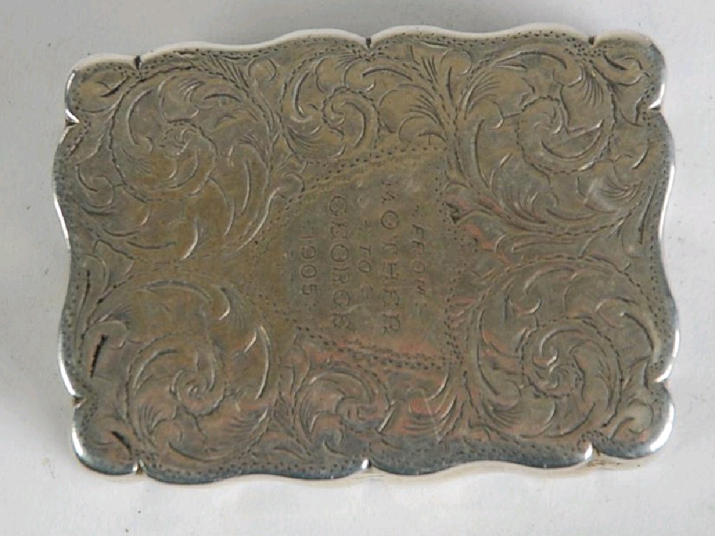 Appraisal: LATE VICTORIAN SILVER POCKET SNUFF BOX oblong with concave scales