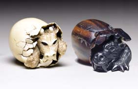 Appraisal: TWO CONTEMPORARY NETSUKE OKIMONO Two beautifully detailed contemporary and finely