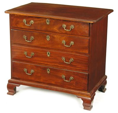 Appraisal: An th century mahogany low chest with a moulded edge